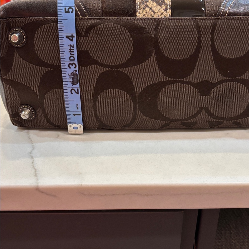 Authentic Coach Brown Hampton Signature Snake Skin Satchel EUC - Picture 10 of 15
